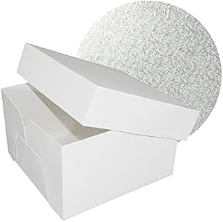 Culpitt 10" Round Silver Cake Drum Board & White Cake Box Combo
