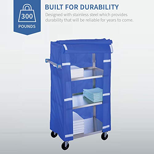 Lakeside Manufacturing 332 Linen Cart With Cover, Stainless Steel, 4 Shelves (Fully Assembled) #TOP4