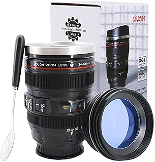 ShawFly Camera Lens Coffee Cup & Travel Mug, the magic suction cup creative gift cup Stainless Steel Tumbler Leakproof Travel Mug Tea Water Bottle with Lid 400ml