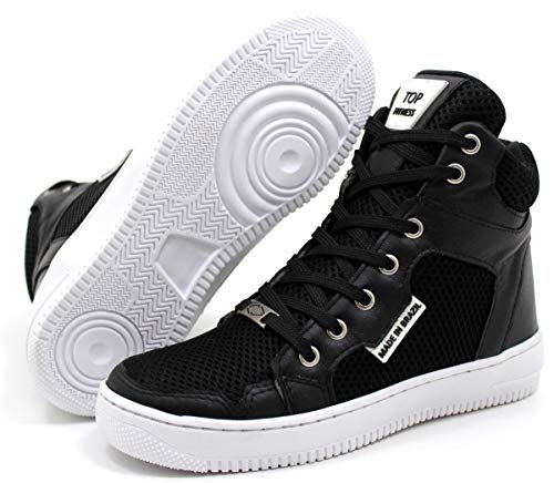 Tenis Botinhas Cano Alto Top Fitness Preto/Branco Tamanho:40