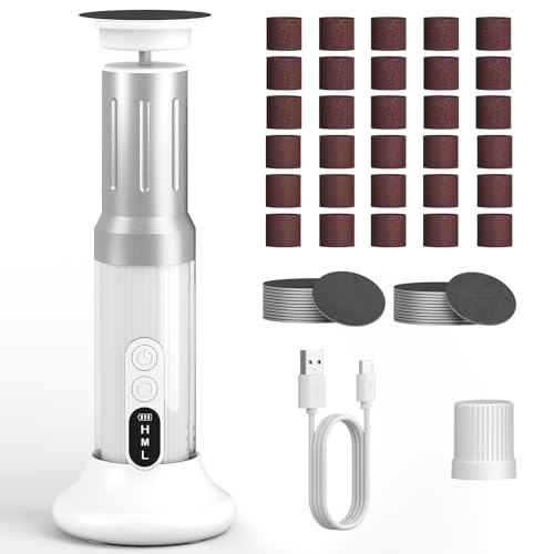 Voniobuy Rapeuse Pieds Electrique, Rechargeable Ponceuse Pied avec Papier de Verre, 2 en 1 Glow Pied avec 6 Niveaux de Puissance pour Eliminer les Callosités...