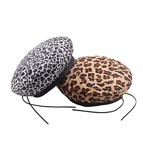 Ganfanren Beret Ladies Autumn And Winter Retro Leopard Painter's Hat Japanese All-Match Leather-Edged Beret Hat (Color : E, Size : 56-58Cm) #TOP1