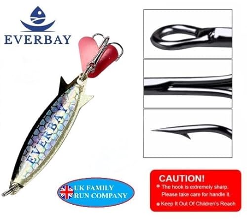 EVERBAY Silver Spinner Spoons Toby Style Fishing Lures Metal Jig Long Cast Sea Fishing Treble Hooks Fishing Spinnerbait, Trout Salmon Bass Cod Pollock, Set for Spinning/Trolling, 6cm/6.5g, 5pcs/Gold - Image 6