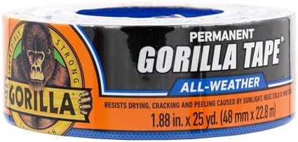 Gorilla All Weather Duct Tape, Black, 1.88" x 25 yd (Pack of 1) - UV and Temperature Resistant Waterproof Tape for Outdoor Repairs