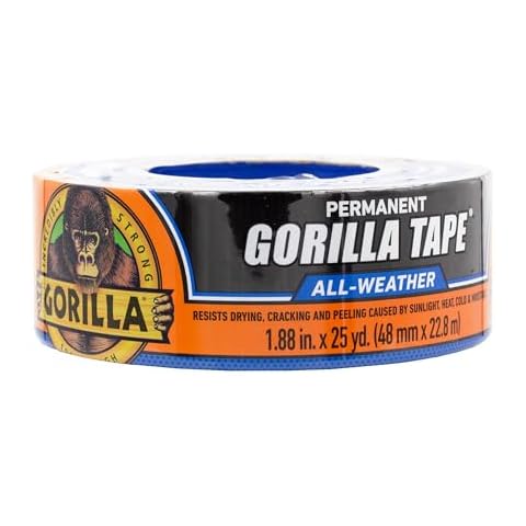 Gorilla All Weather Outdoor Waterproof Duct Tape, UV and Temperature Resistant, 1.88" x 25 yd, Black, (Pack of 1) Cover