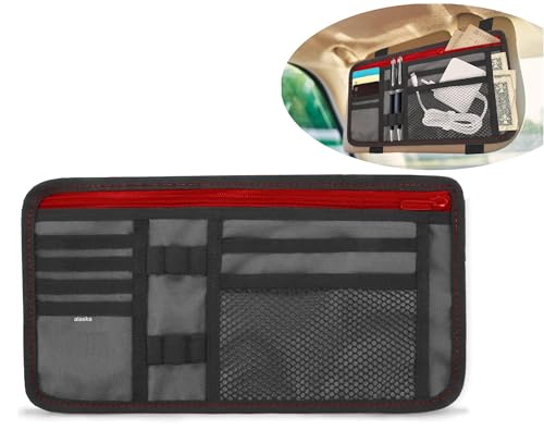 Image of Alaska 1-Pack Car Sun Visor Organizer | 8 Compartment Car Organizer for Visor | Car and SUV Organizer with Holder and Slots for Sunglasses, License, Registration, and More. (Grey)