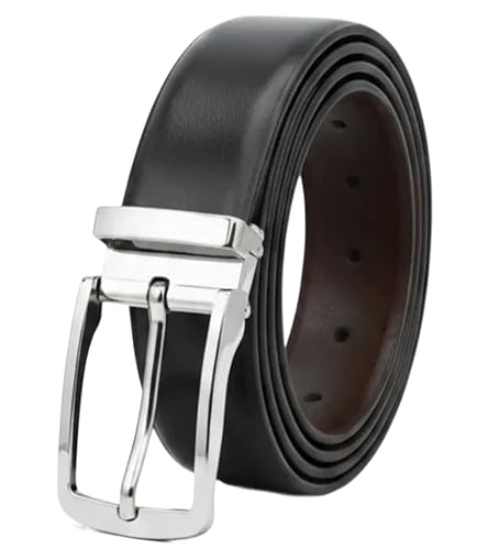 GLOVE STORY Ceinture Homme Réversible en Cuir de Vachette Marron/Noir | Boucle Métal Élégante Style Habillé | Cadeau Accessoire Mode Haut de Gamme pour...