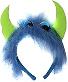 Kids Plush Blue & Green Google Eyes Furry Monster Headband Costume Accessory