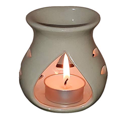 Image of Pure Source India Ceramic Aroma Burner (4 x 3 inch, Ivory & White)