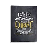 Bible Verse Canvas Wall Art – Philippians 4 13 – I Can Do All Things Through Christ Who...