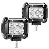 AUTOSAVER88 2PCS 4Inch Flood LED Pods Lights 18W LED Work Light IP68 Waterproof Offroad Lights for Truck Pickup SUV ATV