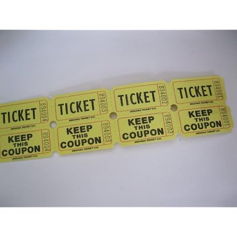 100 Yellow 50/50 Double Stub Raffle Tickets Cover