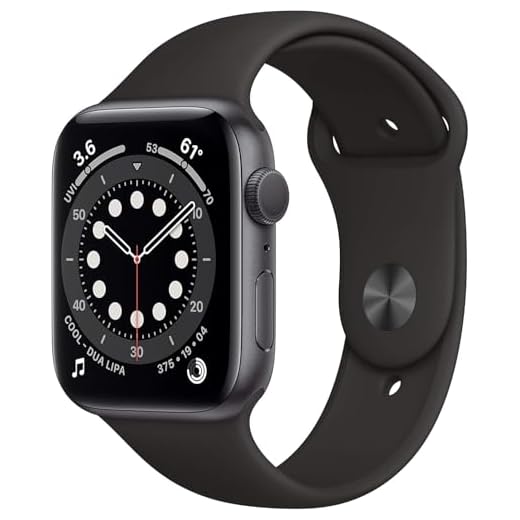 Apple Watch Series 6 (GPS, 44mm) - Space Gray Aluminum Case with Black Sport Band (Renewed)
