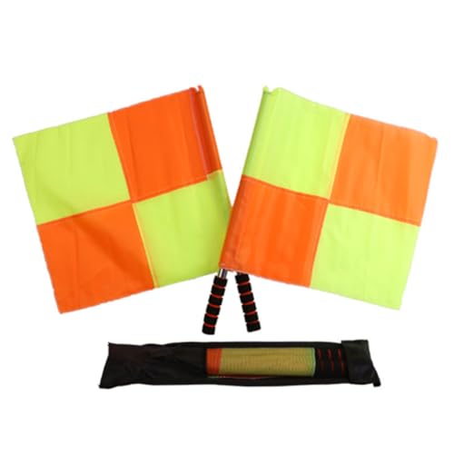 Kexpery 2 bandiere da allenamento di calcio bandiere guardalinee di calcio bandiere impermeabili professionali per partite attrezzature da arbitro di calcio