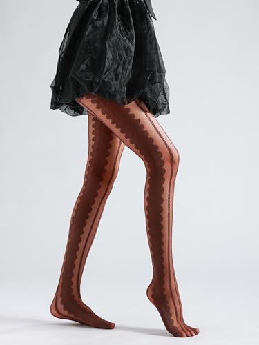 Image of Sahabowi Women Tights, Sheer High Waist Pantyhose, Vintage Control Top Stockings, Siwa7