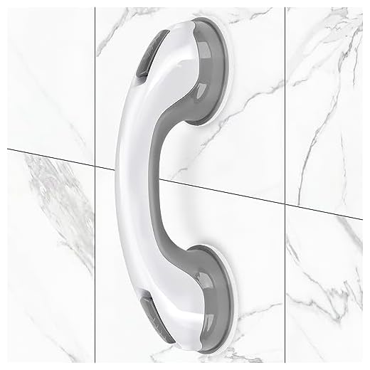Shower Handle 1 Pack Grab Bars for Bathtubs & Showers, 12 inch Grab Bars for Bathroom with Strong Hold Suction Cup, Balance Bar Safety Hand Rail for Injury, Senior, Elderly Grey