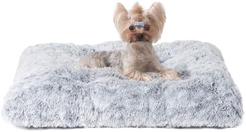 EHEYCIGA Fluffy Dog Crate Bed for Small Dogs, Plush Faux Fur Crate Pad, Calming Anti Anxiety Small Dog Bed