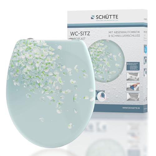 SCHÜTTE - Flower in the Wind - 82381 - Abattant WC en Duroplast avec système d'abaissement automatique et fonction détachable, compatible avec la majorité...