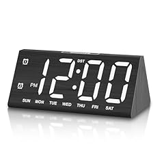 JALL Wooden Digital Alarm Clocks for Bedrooms, Large Bold Digits Electric Desk Clock, with Dual