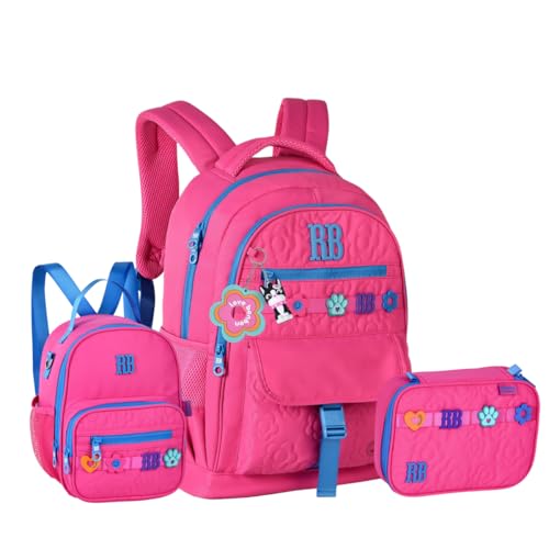 Kit Mochila Escolar Rb Rebecca Bonbon Costas Estojo E Lancheira Letrinha (ROSA 35)