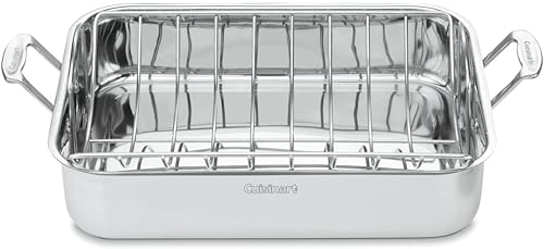 Comparison: Best Stainless Steel Roasting Pan 2 Cuisinart 16-Inch Roaster, Chef's Classic Rectangular Roaster with Rack, Stainless Steel, 7117-16URP1