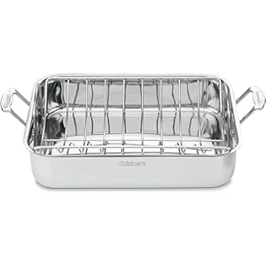 Cuisinart 16-Inch Roaster, Chef’s Classic Rectangular Roaster with Rack, Stainless Steel, 7117-16URP1