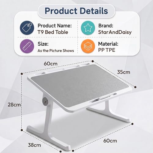 StarAndDaisy T9 Foldable Bed Table, Gray T9-Grey - Image 7