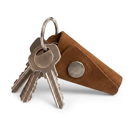 Image of Hide & Drink Full Grain Leather Wrap Keychain, Organizer Snap Closure, Key Ring Cover, Silencer Sleeve Key Holder for Men