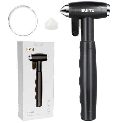 Longzhuo Rompedor De Ventanas De Coche Martillo De Coche Rompedor De Vidrio 3 En 1 Martillo De Emergencia De Coche con Cortador De CinturóN De Segurid...