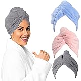 Microfiber Hair Towel - 3 Packs Hair Towel Wrap for Women, Quick Dry Hair Turban, Anti Frizz Hair...