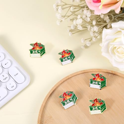 Image of 5pcs Dumpster Fire Pin, Enamel Lapel Brooch Pin with 5 Buttons It's Fine I'm Fine Everything is Fine Pins Positive Enamel Pins Inspirational Dumpster Fire Pins Jewelry Gifts for Christmas