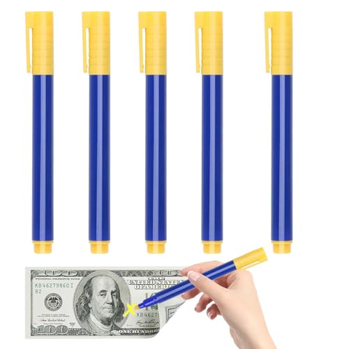 Bolígrafo de cheque de dinero – Ergonómico, ligero, portátil, funcional, elegante, compacto y ergonómico, 5 unidades, bolígrafos falsificados, prevención de pérdidas falsas, multiusos, para uso en