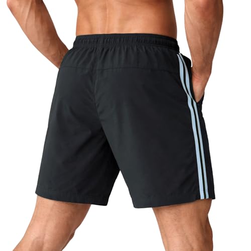 Image of NINQ Men's Sports Shorts with White Side Patti Design | Running Shorts for Men Gym Shorts for Men Workout | Stylish Mens Shorts Casual Wear Sports Shorts.
