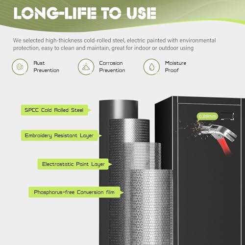 Incbruce Metal Locker Storage Cabinet, Tall Single Door Lockers for Employees, Metal Locker for Home, Office, Gym (Black) - Thumbnail 5