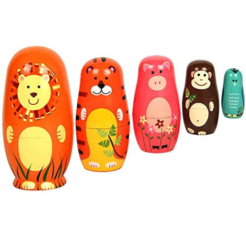 Maxshop Nesting Dolls for Kids - Russian Wooden Stacking Nested Set 5 Pieces Handmade Toys for Children Christmas Birthday Rome Decoration Halloween Wishing Gift (Captain Lion) by Maxshop - Used condition - US$13.62