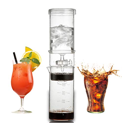 400ml fría Brew Cafetera, Cold Brew Gotero fría Cafetera goteo hielo ajustable de cristal Duth, Filtro de café de cristal percoladores, Frío goteo Cafetera para Cold Brew Coffee