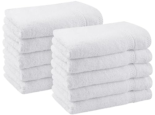 Utopia Towels   Set Premium de 10 Toallas para Invitados, 30 x 50 cm, Cara y Manos con Gancho, Altamente Absorbentes, 100% Algodón (Blanco)
