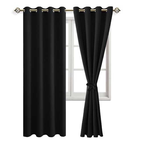 JIUZHEN Vorhänge Blickdicht mit Ösen Verdunkelungsvorhänge H245 x B132cm – Ansicht 1