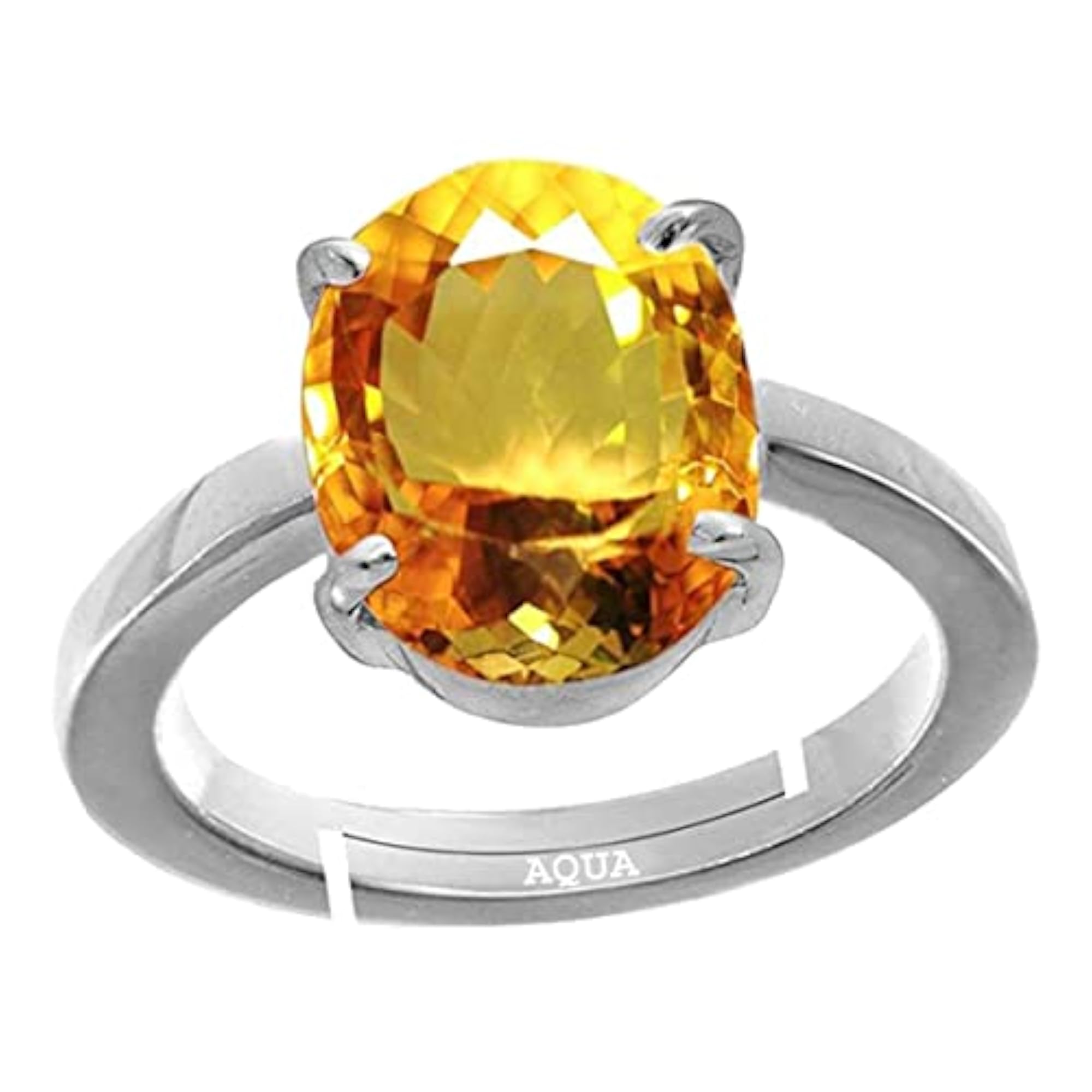 Unisex 10.25 Ratti Citrine 925 Sterling Silver Adjustable Ring
