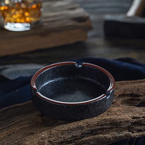 Ceramic Ashtray，Home Ashtray，Ashtray，Cigarette Ashtray For Indoor Or Outdoor Use，Coffee Bar Ashtray，Cool Lava Dazzling Black Ashtray #TOP6