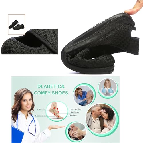 Diabetic Foot Shoes, Mens Easy Close Adjustable Breathable Extra Wide Fit Diabetic Shoes, Comfy Swollen Feet Non-Slip Orthopedic Walking, for Elderly Arthritis Edema Swollen Feet Thumb4