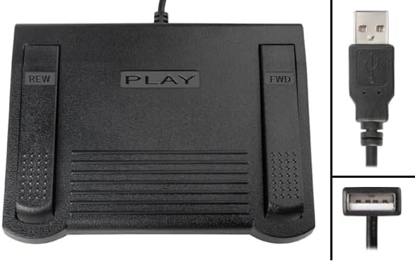 ECS WMP-R Windows Media Player USB Transcription Foot Pedal with Rewind, Play, Forward Buttons