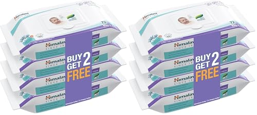 Image of Himalaya Gentle Baby Wipes with Lid (72 wipes x8 packs -288 wipes) |100% Biodegradable Plant-based fabric | Indian Lotus & Aloe Vera | Skin Friendly PH| Extra Soft