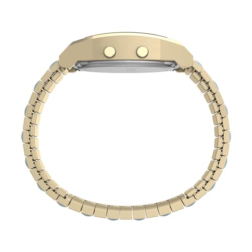 Image of TIMEX 80 Digital Watch for Women with Blue Square Dial & Gold Stainless Steel Bracelet Band Water Resistant Women's Wrist Watches - TW2W40800UJ