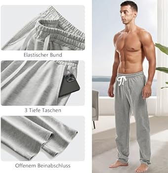 Amy Coulee Lichte joggingbroek voor heren, katoen, ademende sportbroek, trainingsbroek, vrijetijdsbroek, lange yogabroek met zakken, wit, XXL