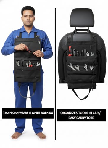 Image of SRZ Tool Kit Storage Organiser for Home & Car Tool Bag Gardening Tools, Electrical Tool, Utility Tool Bag, Car Tool Kit (5 Zipper Pockets, ONLY BAG NO TOOLS - NEW IMPROVED)