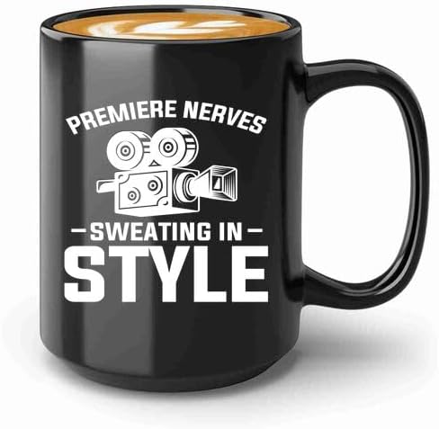 Film Maker Coffee Mug 15oz Black -Premiere nerves - Movie Director Film Lovers Student Cameramen Chairman Screenwriter Videographer Actor Men Hubby, BHUGSLEADER8526