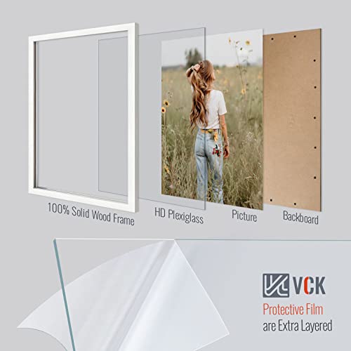 Image of VCK 20x28 Poster Frame Solid Wood White 3 Pack Picture Frames 20 x 28 Inches with Wall Mounting Hanging