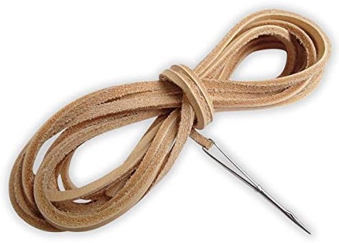 Genuine Leather Shoelaces with Lacing Needle (63"【160cm】, Beige)