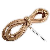Genuine Leather Shoelaces with Lacing Needle (63"【160cm】, Beige)